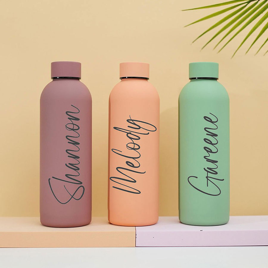 Sports Water Bottle Insulated - Custom Name Matte Stainless Steel Water